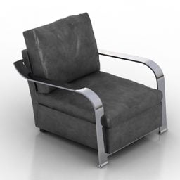 Sessel mit grauer Metallarmlehne, 3D-Modell