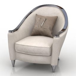 Tyylikäs antiikkinen nojatuoli tyynyillä 3d-malli