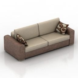 Коричневий тканинний диван 3d модель