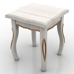 דגם 3D כסא לבן וינטג' מעוקל רגל
