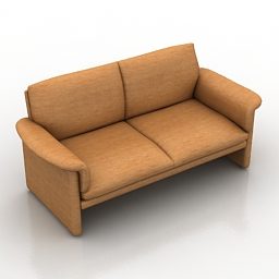 Muebles de sofá de cuero amarillo modelo 3d