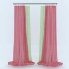 Two Layers Curtain Red Green