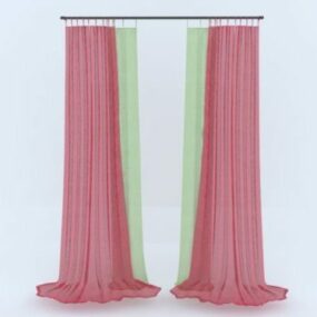 Two Layers Curtain Red Green 3d model