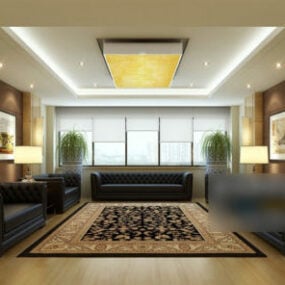 مدل سه بعدی طراحی فضای اتاق نشیمن مدرن