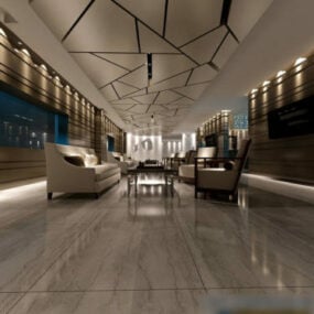 Escena interior del vestíbulo del hotel de lujo modelo 3d