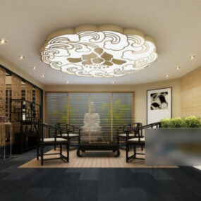 دکوراسیون سقف اتاق نشیمن چینی مدل سه بعدی