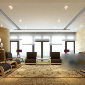Elegant Hotel Small Living Room 3d model