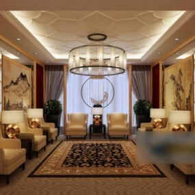 مدل سه بعدی صحنه داخلی اتاق اجتماع کوچک هتل