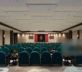 Silla verde Sala de conferencias Escena interior Modelo 3d