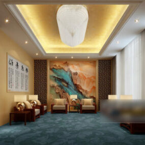 Elegant Hotel Meeting Room Interior Scene 3d model