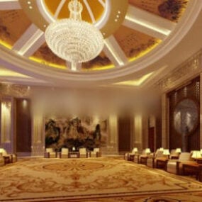 Luxury Royal Conference Room Interior Scene 3D-malli