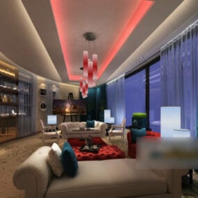 3д модель офисного светового декора, зоны отдыха, интерьерной сцены