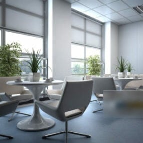 Office White Resting Design Interiør Scene 3d-modell