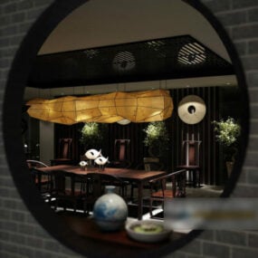 Office Resting Room With Round Windows 3d model