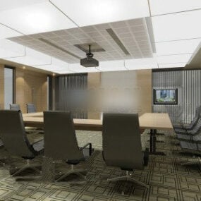Meeting Room With Ceiling Lighting 3d model