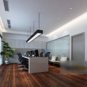 3d модель інтер'єру дерев'яної підлоги загального офісу