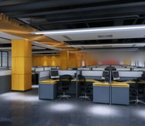General Office Yellow Wall 3d model