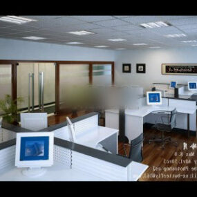Modello 3d della stanza dell'area di lavoro generale dell'ufficio