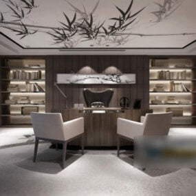 Modelo 3D da cena interior de design elegante da sala do gerente