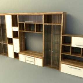 Mueble de televisión con estantería modelo 3d