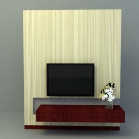 پایه تلویزیون پانل دیواری چوبی مدل سه بعدی