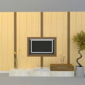 Modelo 3D de painel de parede de TV de madeira