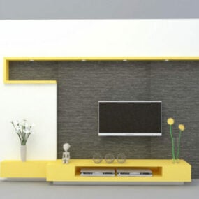 Modern Tv Stand With Wall Panel 3d model