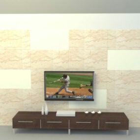 Tv-meubel met marmeren wandpaneel 3D-model