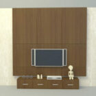 Tv Stand With Wooden Wall Panel