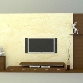Hjemme TV-stativ med bakvegg 3d-modell