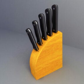 3д модель деревянной подставки для ножей