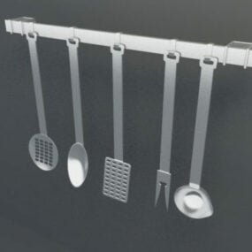 3д модель кухонных принадлежностей, ложек, столовых приборов