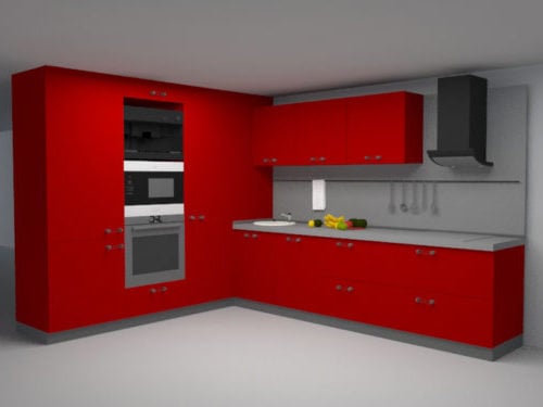 Tủ bếp hiện đại màu đỏ