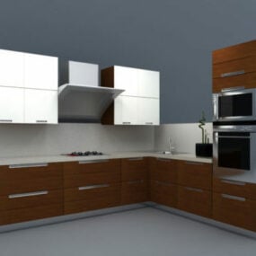 L Shaped Kitchen Set 3d model