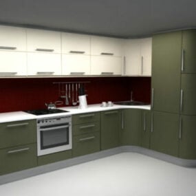 L Shaped Kitchen Set With Oven 3d model