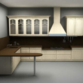 Ensemble d'armoires de cuisine de style campagnard modèle 3D