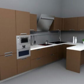 Nowoczesny zestaw szafek kuchennych Mdf Model 3D