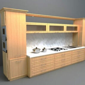 Wooden Kitchen Set 3d model