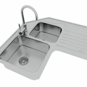 Stainless Steel Kitchen Sink V1 3d model