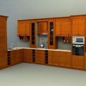 Wooden Concept Modern Kitchen 3d model