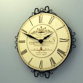 Đồng hồ treo tường cổ điển trang trí mô hình 3d