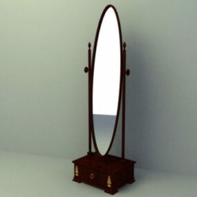 مدل دکوراسیون مبلمان آینه بیضی ارتفاع سه بعدی
