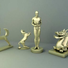 Decorazione di figurine di personaggi animali umani Modello 3d