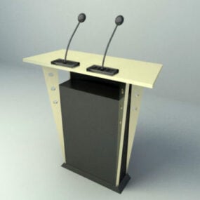 Podium With Microphone 3d model