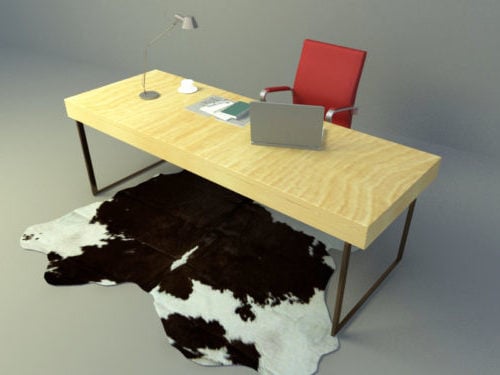 Mesa de trabajo con alfombra de piel