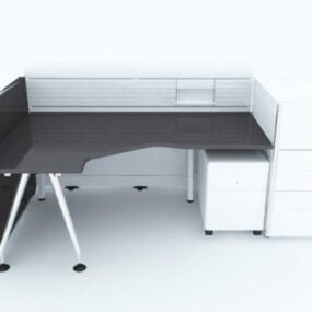 Office Working Table With Divider V1 3d model
