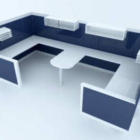 Office Table Set With Divider 3d model
