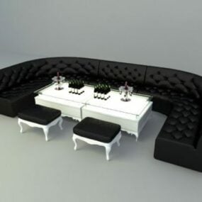 3д модель зоны отдыха с диваном и столиком