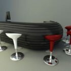 Curved Bar Counter With Chair