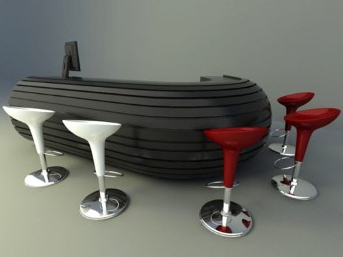 Comptoir de bar courbé avec chaise